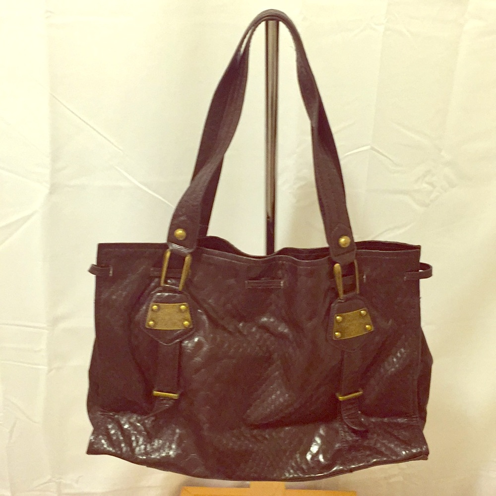 Jessica Simpson Brown SnakeSkin Rectangle Tote